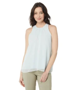 Vince Camuto Sleeveless Shirried Neck Shell