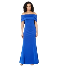 Vince Camuto Off-the-Shoulder Gown With Double Organza Collar