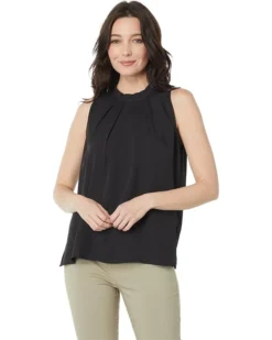 Vince Camuto Sleeveless Pleat Neck Luxe Crêpe De Chine Blouse