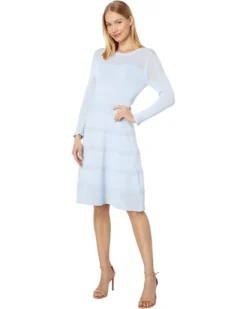 Vince Camuto 3/4" Mesh Sleeve Fit-and-Flare