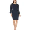 Vince Camuto Split Caped Bodycon Dress With Embellished Neck