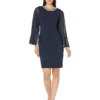 Vince Camuto Split Caped Sleeve Bodycon With Embellished Jewel Neck