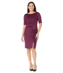 Vince Camuto Scuba Boat Neck Wrap Waist Dress