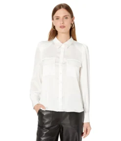 Vince Camuto Puff Sleeve Button-Down Shirt With Breast Pockets