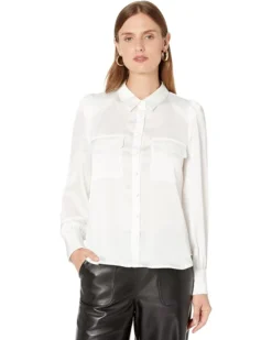 Vince Camuto Puff Sleeve Button-Down Shirt With Breast Pockets