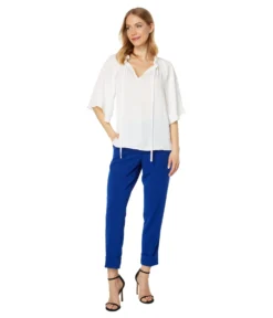Vince Camuto Split-Neck Blouse With Pleats On Sleeve 3 Vince Camuto Split-Neck Blouse With Pleats On Sleeve -Vince Camuto 61QST3SGwpL
