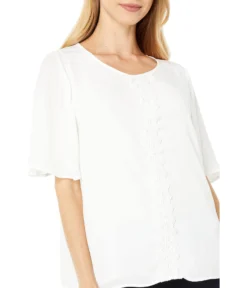 Vince Camuto Short Sleeve Center Front Diamond Dot Lace Tee -Vince Camuto 61Rv8zXJ31S