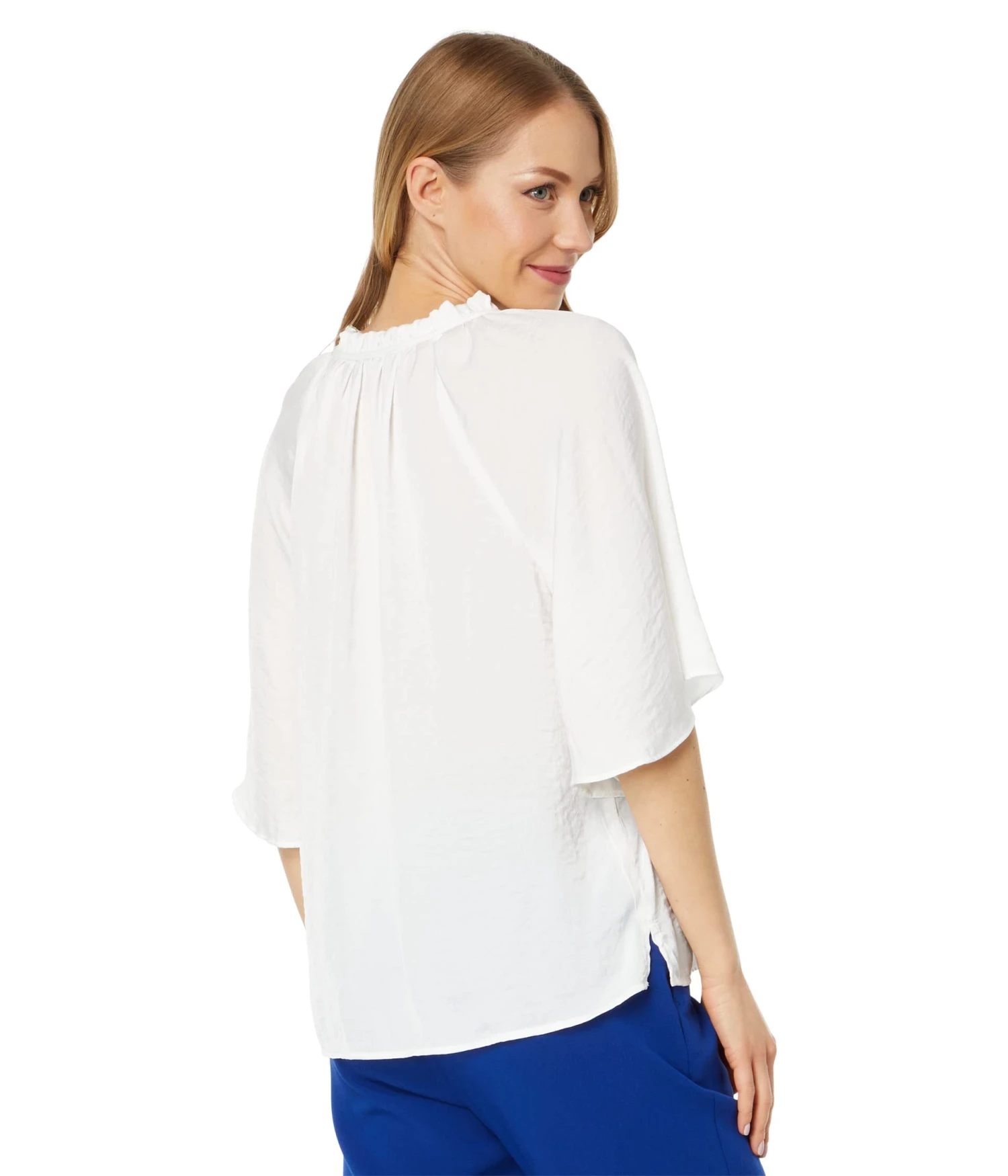 Vince Camuto Split-Neck Blouse with Pleats On Sleeve Vince Camuto Split-Neck Blouse With Pleats On Sleeve -Vince Camuto 61Va80TAL