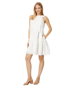 Vince Camuto Eyelet Bow Neck Trapeze Dress -Vince Camuto 61WOfsykUSL
