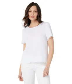 Vince Camuto Frayed Hem Woven Tee