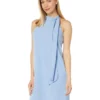 Vince Camuto Open Back Halter Neck Crepe Shift Dress With Bow
