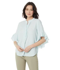 Vince Camuto Ruffle Sleeve Henley Blouse
