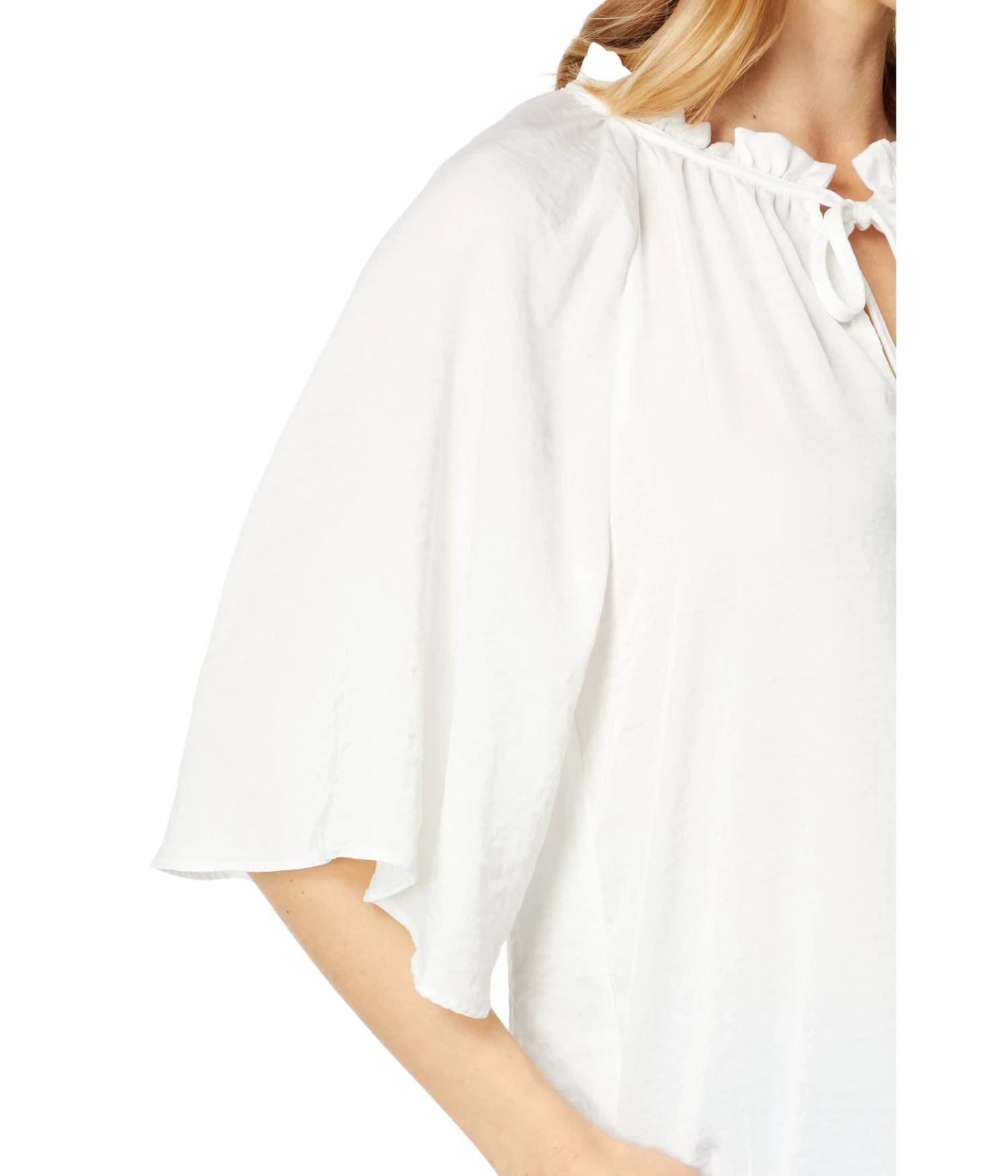 Vince Camuto Split-Neck Blouse with Pleats On Sleeve Vince Camuto Split-Neck Blouse With Pleats On Sleeve -Vince Camuto