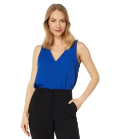 Vince Camuto Sleeveless V-Neck Overlap Blouse