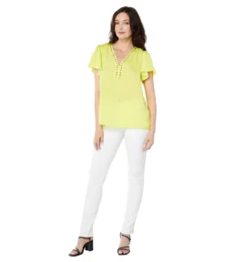 Vince Camuto Short Sleeve Embroidered V-Neck Rumple Blouse -Vince Camuto 61qNPyZOjIL