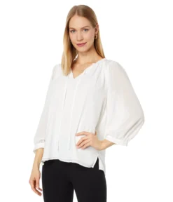 Vince Camuto Raglan Peasant Split-Neck Blouse