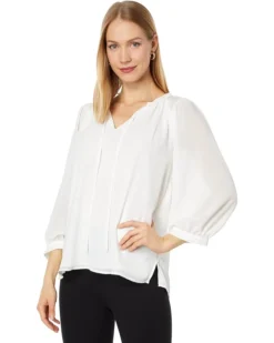 Vince Camuto Raglan Peasant Split-Neck Blouse