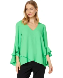 Vince Camuto Flutter Sleeve V-Neck Tunic