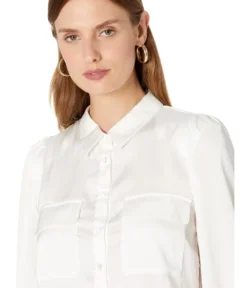 Vince Camuto Puff Sleeve Button-Down Shirt With Breast Pockets -Vince Camuto 711xhzrzvhL