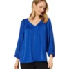 Vince Camuto Wide V-Neck Blouse With Shirring