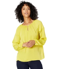 Vince Camuto Long Sleeve Keyhole Front Rumple Peasant