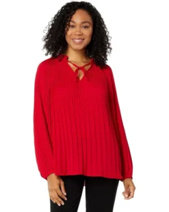 Vince Camuto Pleated Raglan Mock Neck Blouse