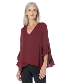 Vince Camuto Flutter Sleeve V-Neck Tunic