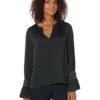 Vince Camuto Embellished Long Sleeve Blouse With Cuff Ruffle