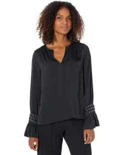 Vince Camuto Embellished Long Sleeve Blouse With Cuff Ruffle
