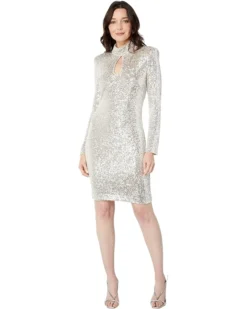 Vince Camuto Sequin Cocktail Dress With Keyhole