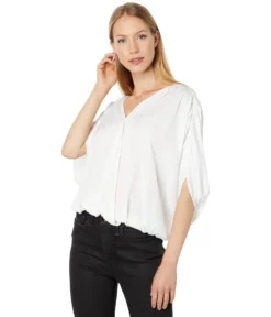 Vince Camuto Dolman Sleeve Fold Front V-Neck Rumple