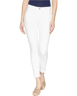 Vince Camuto Five-Pocket Frayed Hem Ankle Jeans In Ultra White