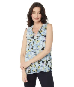 Vince Camuto Ruffle V-Neck Sleeveless Blouse