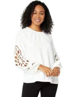 Vince Camuto Embroidered Sleeve Blouse