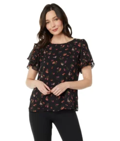 Vince Camuto Petal Sleeve Crew Neck Blouse