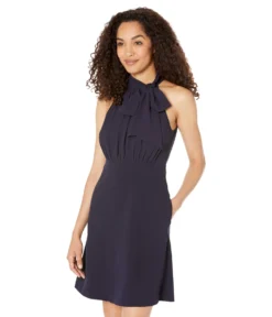 Vince Camuto Chiffon Bow Neck Signature Crepe A-Line Skirt Twofer