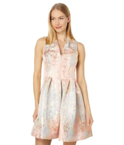 Vince Camuto Jacquard Sleeveless Fit & Flare Dress