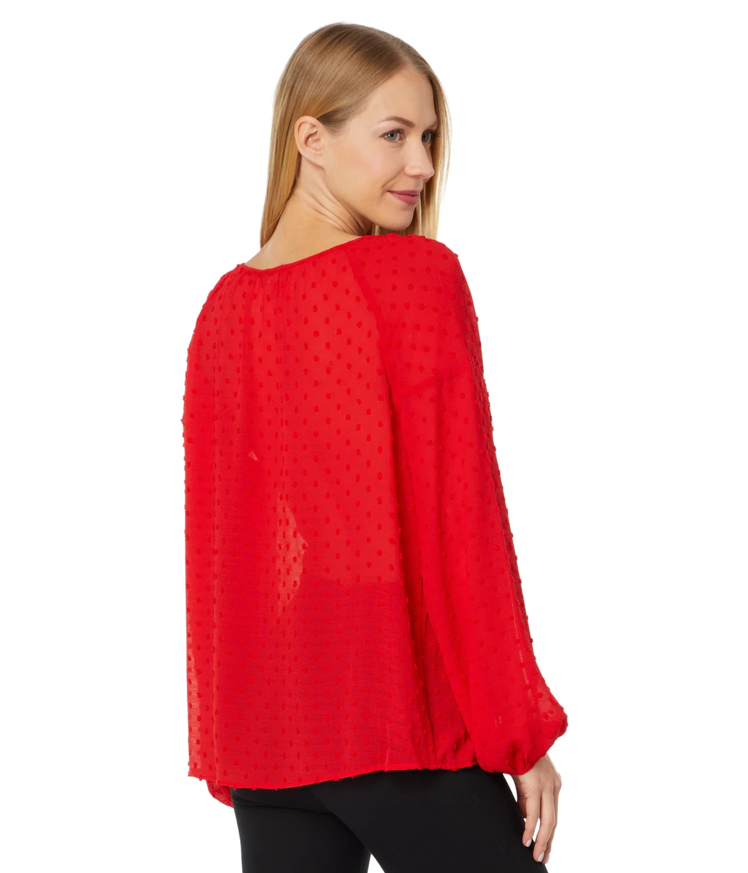 Vince Camuto Long Sleeve Keyhole Front Crinkle Clip Dot Blouse Vince Camuto Long Sleeve Keyhole Front Crinkle Clip Dot Blouse -Vince Camuto 71ch84nEFnL