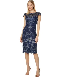 Vince Camuto Boatneck Cocktail Dress With Cap Sleeves