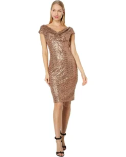 Vince Camuto Cap Sleeve Dress With Drape Neck And Drape Back