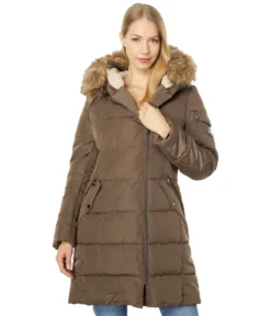 Vince Camuto Long Asymmetrical Fax Fur Hooded