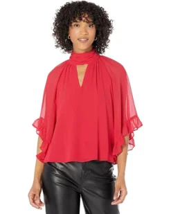 Vince Camuto Extend Shoulder Flutter Sleeve Keyhole Blouse