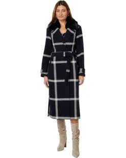Vince Camuto Plaid Wool Coat V22767B
