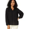 Vince Camuto Pleated Raglan Mock Neck Blouse