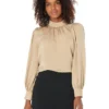 Vince Camuto Puff Long Sleeve Blouse With Mock Neck Collar And Cuffs