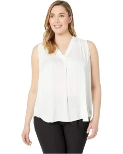 Vince Camuto Plus Size Sleeveless V-Neck Rumple Blouse