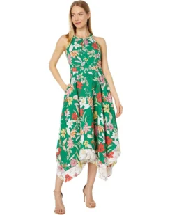 Vince Camuto Floral Halter Neck Handkerchief Dress