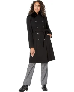 Vince Camuto Double Belted Wool With Faux Fur Collar V20731A-ME