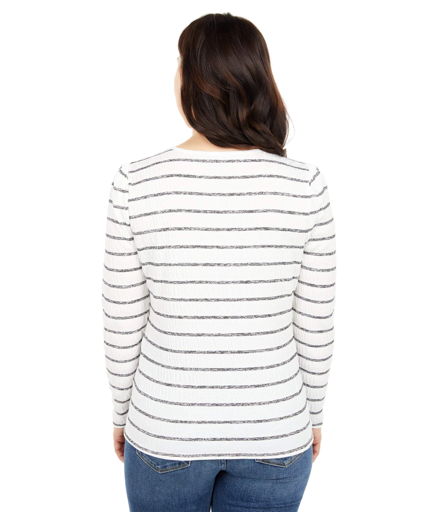 Vince Camuto Long Sleeve Puff Shoulder Smocked Knit Stripe Top Vince Camuto Long Sleeve Puff Shoulder Smocked Knit Stripe Top -Vince Camuto 813kYrrP25L