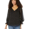 Vince Camuto Balloon Sleeves Blouse With Smocking On Waist